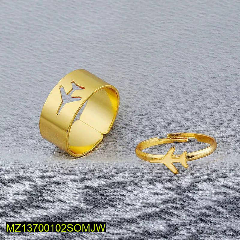 2 Pcs Trendy Couple Aeroplane Rings