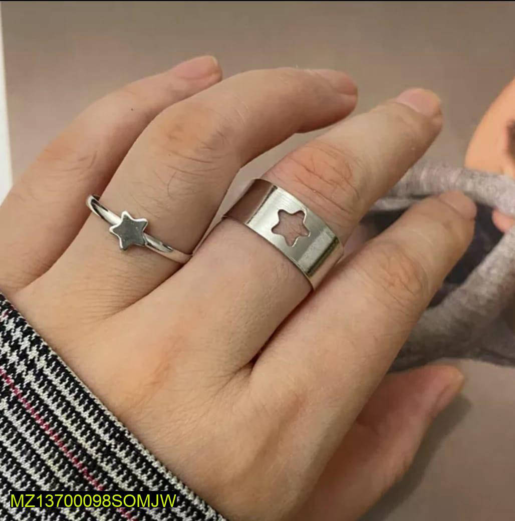 2 Pcs Trendy Couple Star Rings