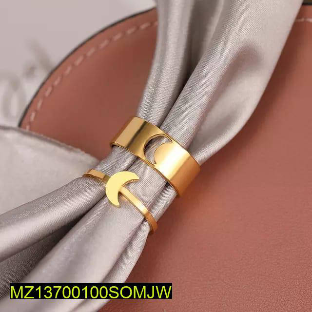 2 Pcs Trendy Couple Moon Rings